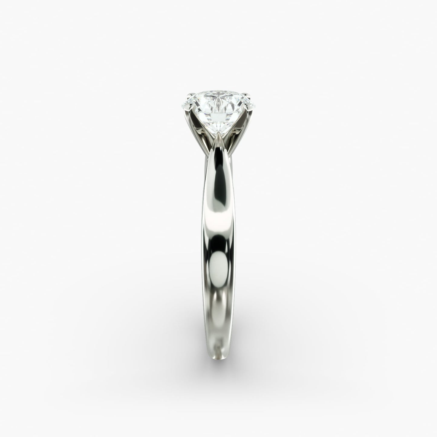 Classic Tapered Solitaire Engagement Ring in 18k White Gold