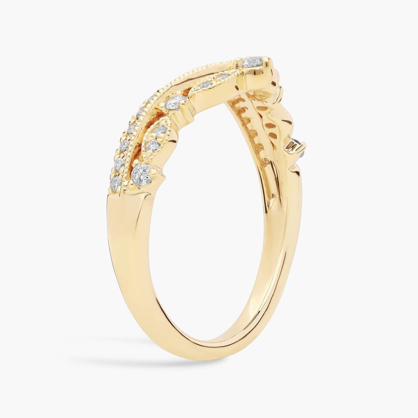 Regal Curved Diamond Ring in 18k Yellow Gold