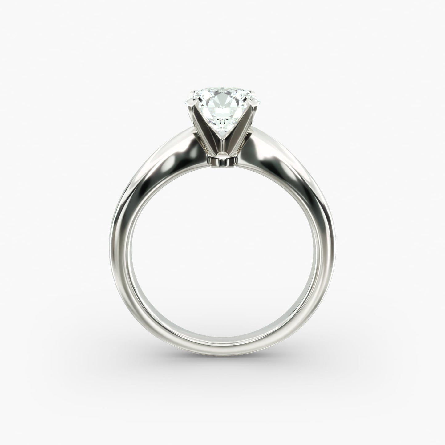 Classic Tapered Solitaire Engagement Ring in 18k White Gold