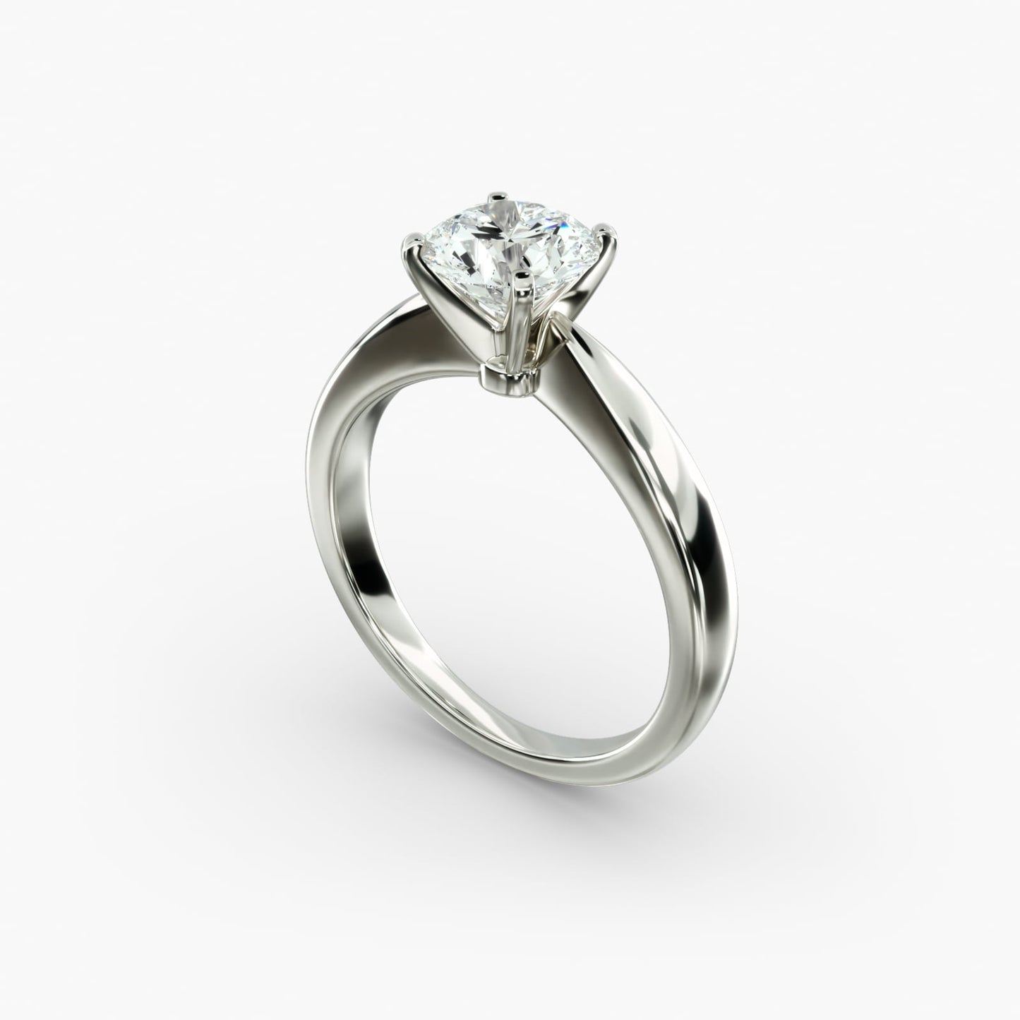 Classic Tapered Solitaire Engagement Ring in 18k White Gold