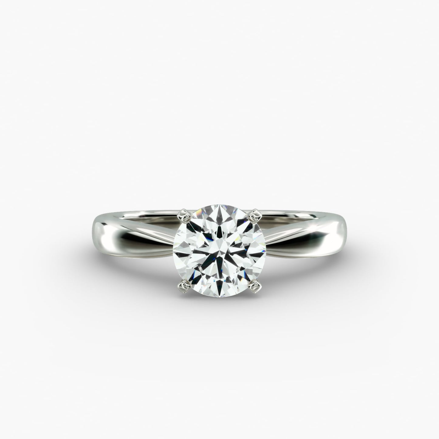 Classic Tapered Solitaire Engagement Ring in 18k White Gold