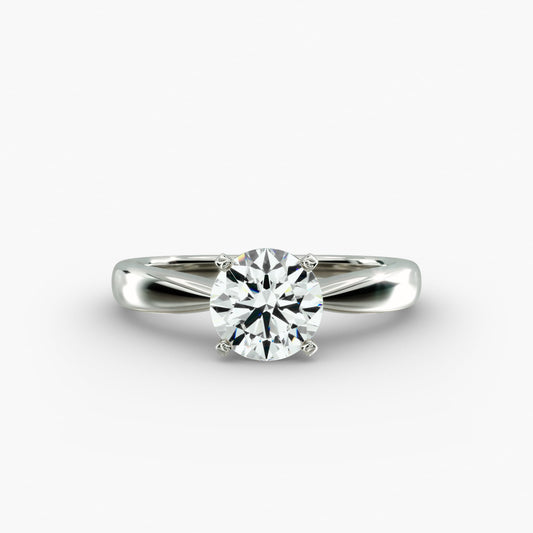 Classic Tapered Solitaire Engagement Ring in 18k White Gold