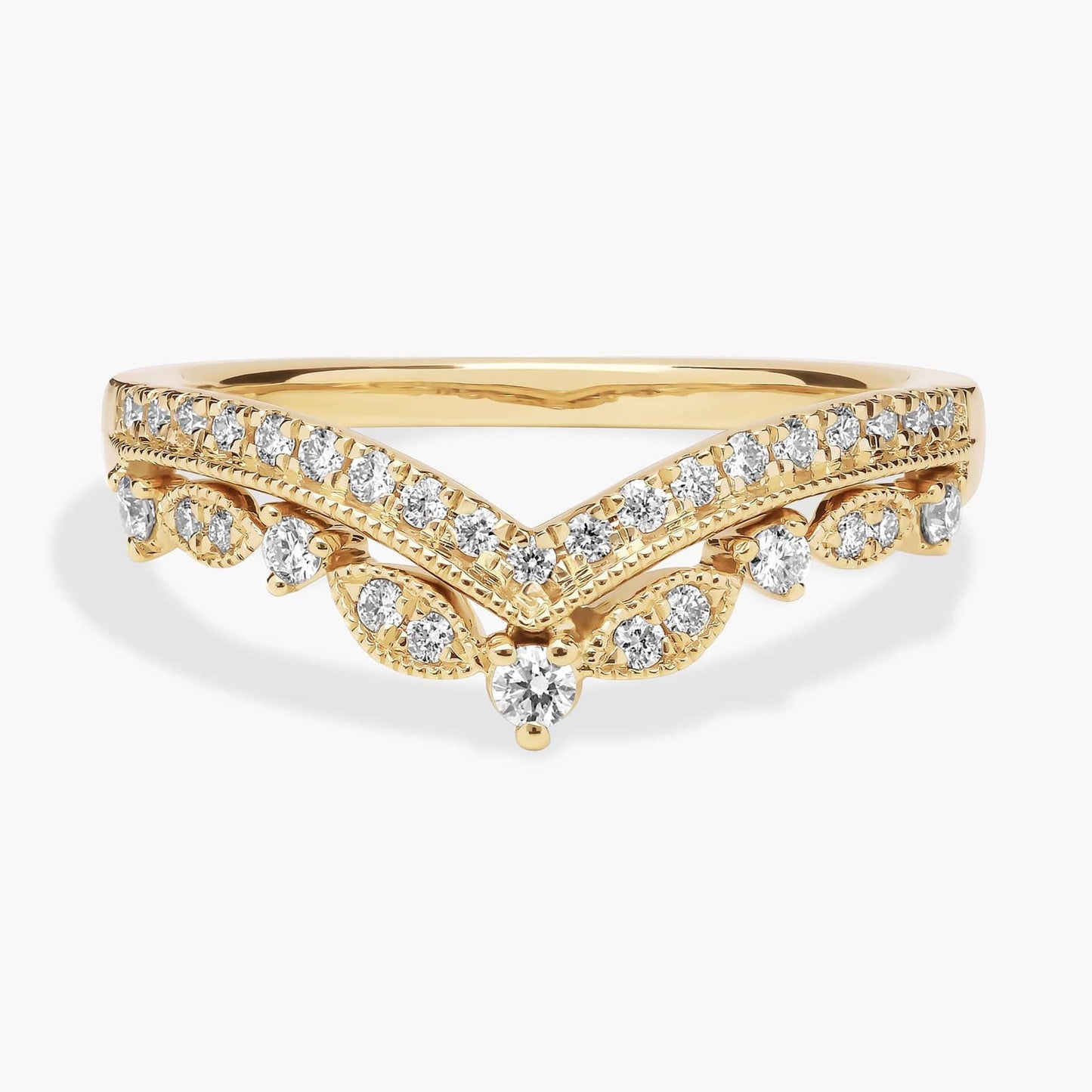 Regal Curved Diamond Ring in 18k Yellow Gold