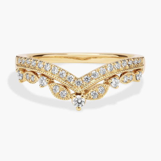 Regal Curved Diamond Ring in 18k Yellow Gold