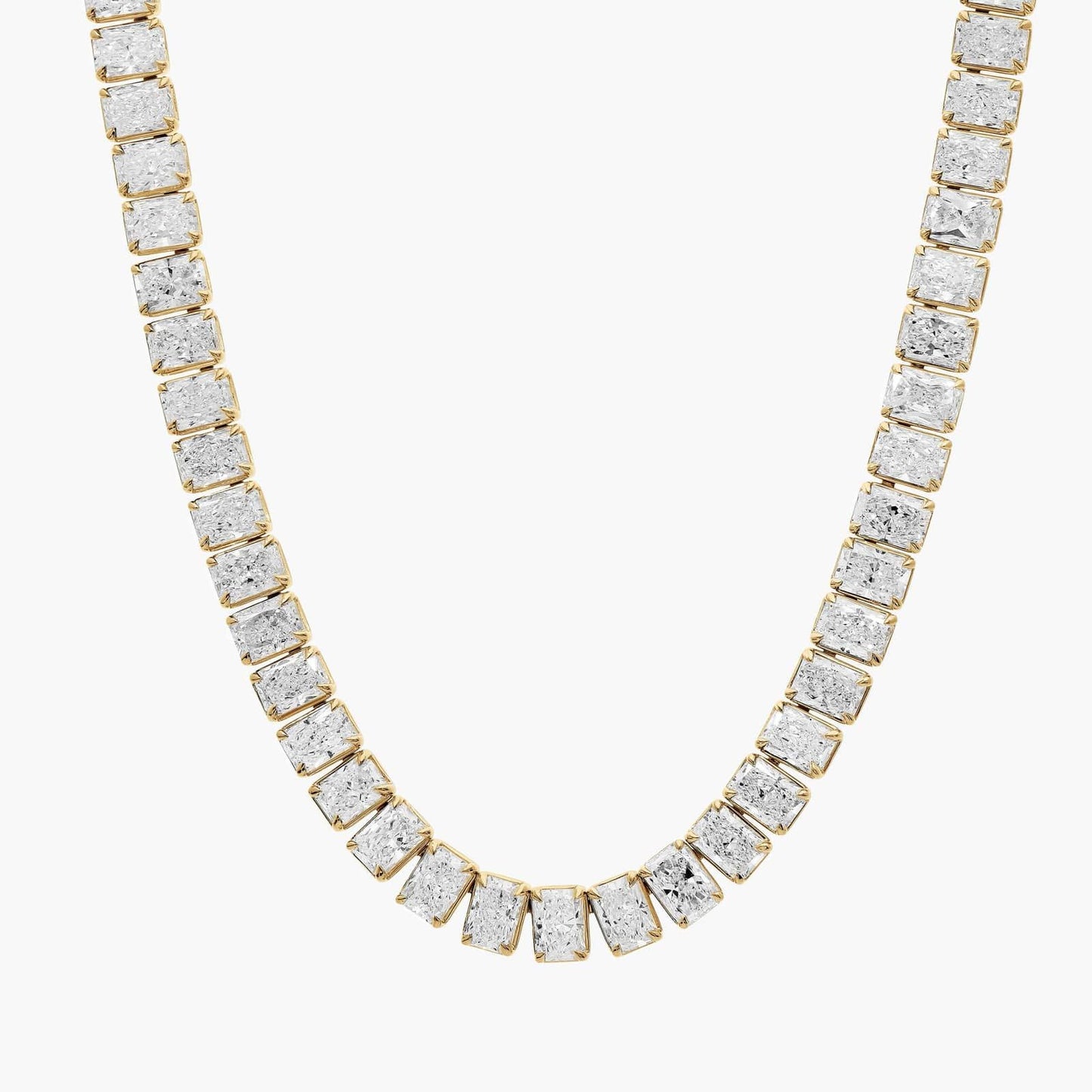 Lab Grown Radiant Diamond Eternity Necklace in 18K Yellow Gold